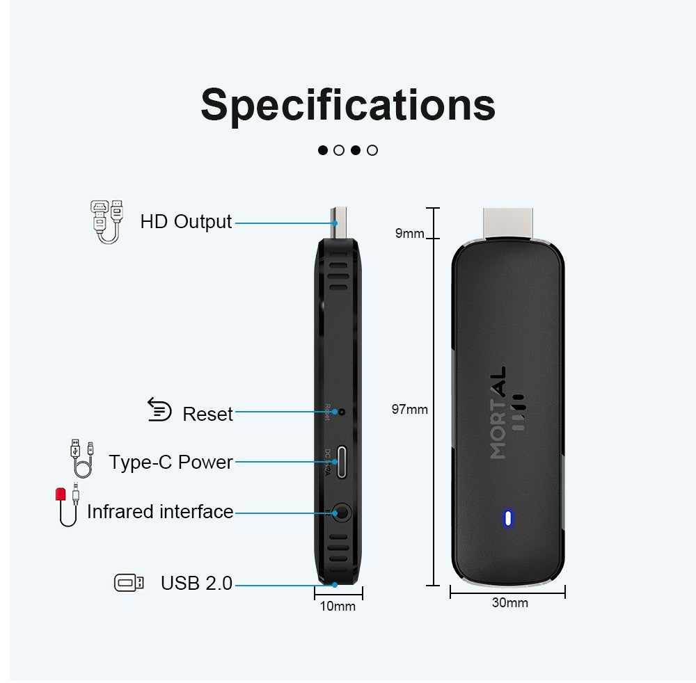 Versão Global Android14 TV Stick Home Theater Allwinner H313 Mortal Q8 Suporte 4K@60fps Wifi6 Bluetooth Controle Remoto por Voz TV Ao Vivo