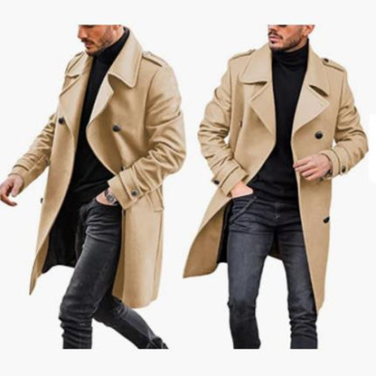 Trench Coat Men Classic Double Breasted Long Coat Mens Clothing Long Jackets Coats British Style Overcoat S-4XL Size