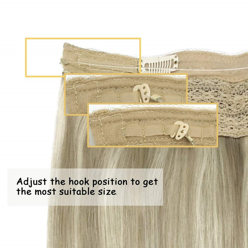 Cabelo Humano Liso de Extensão com Fio para Mega Hair, Linha de Pesca, Fusão Natural de Extensões de Cabelo com Clipes, Trama de Extensões para Mulheres