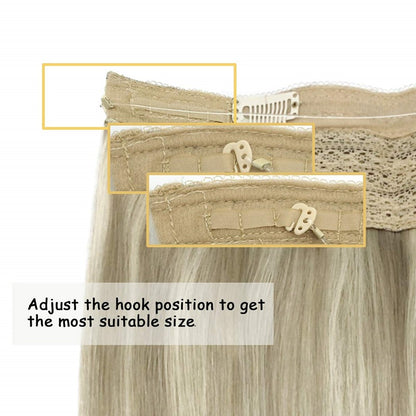 Cabelo Humano Liso de Extensão com Fio para Mega Hair, Linha de Pesca, Fusão Natural de Extensões de Cabelo com Clipes, Trama de Extensões para Mulheres