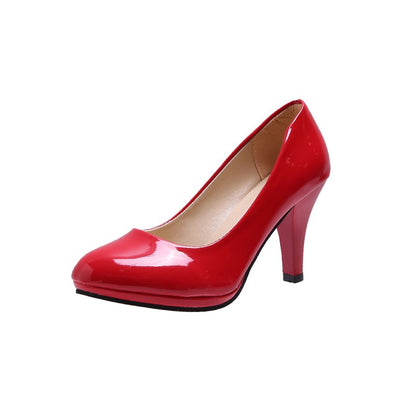 Sapatos de Salto Alto Feminino Sapatos de Casamento Brancos Salto Grosso Sapatos de Festa Modernos Calçados Preto Vermelho Tamanho Grande 34-42