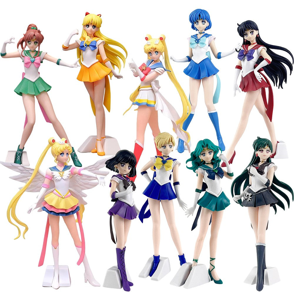 23cm Sailor Moon Anime Figura Marinheiro Marte Mercúrio Júpiter Vênus Saturno Action Figure Modelo Brinquedos Colecionáveis Presente de Aniversário para Crianças