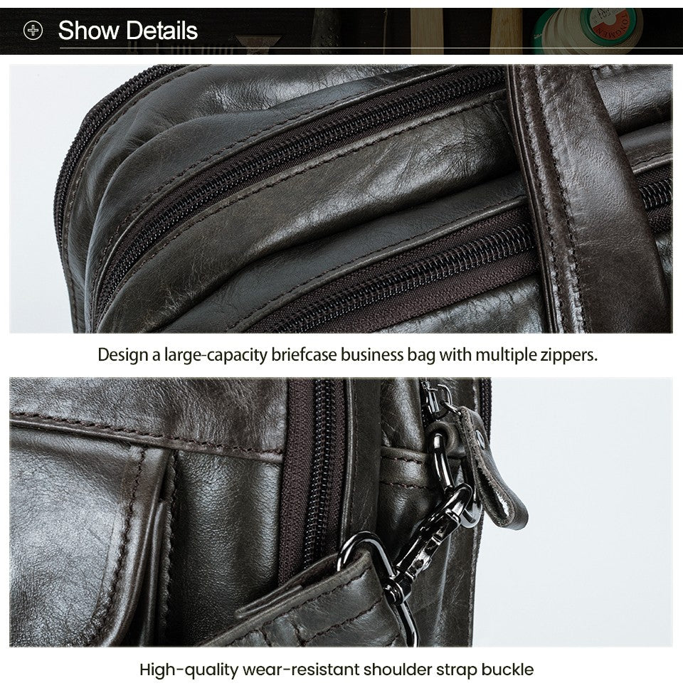 JOYIR Men Briefcases Genuine Leather Handbag 15.6"Laptop Messenger Shoulder Bag for Documents Men's Bag Business Totes 2022
