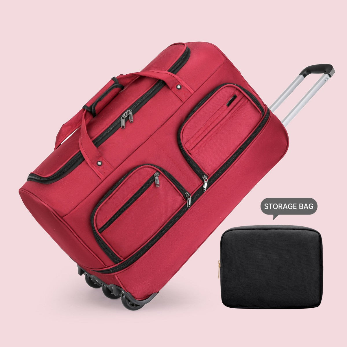 Airline Checked Bag Foldableing Overseas Moving Luggage Bag with Trolley Travel Luggage Rolling Travel Storage Bag Luggage Bag Men's Extra Large Capacity