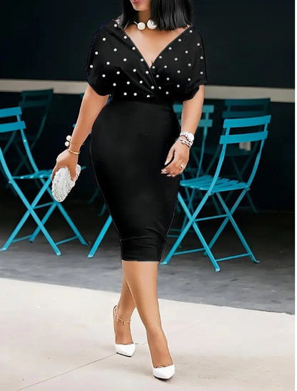 Fashion Party Dress For Wonen Sexy V Neck Package Hip Elegant Dresses 2025 Srping Summer Lady Solid Color Slim Office Midi Dress