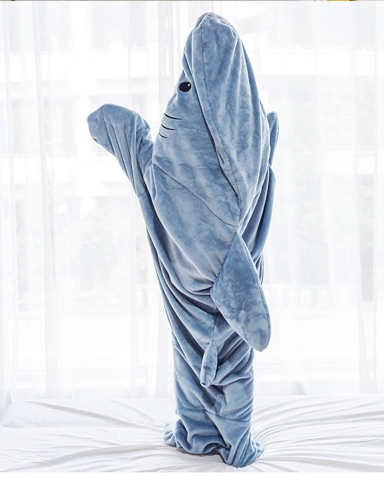 Shark Sleeping Bag Shawl Hooded Flannel Blanket Homewear Clothes Cartoon Pajamas Office Nap Animal Jumpsuit  For Children Adult
