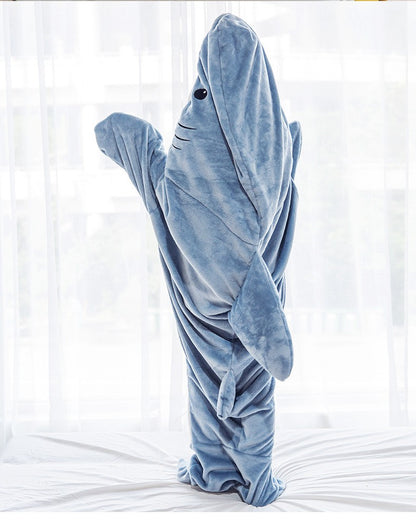 Shark Sleeping Bag Shawl Hooded Flannel Blanket Homewear Clothes Cartoon Pajamas Office Nap Animal Jumpsuit  For Children Adult
