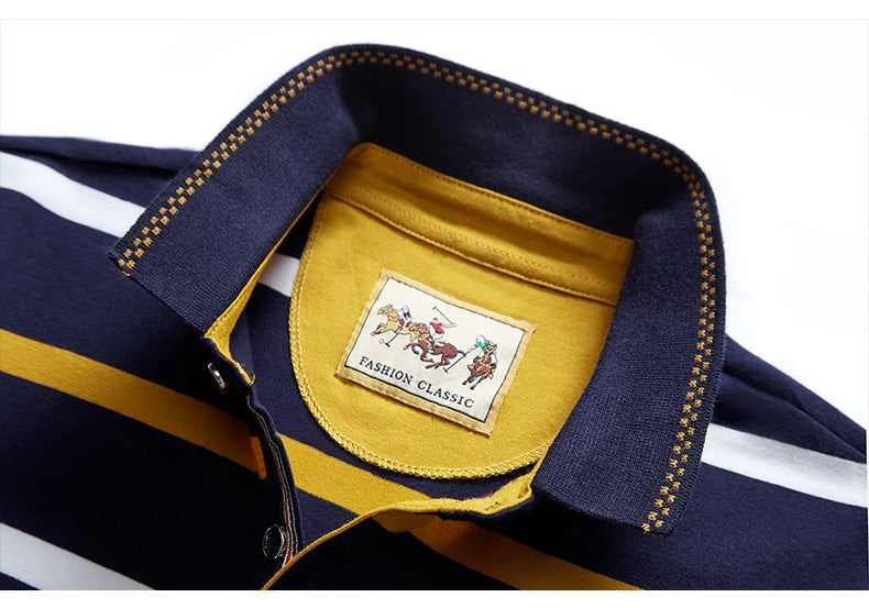 Men Business Long Sleeve Polo Shirt 2024 Spring New Fashion Stripe Embroidery Long Sleeve T-Shirt Cotton Casual Polo Shirts Men