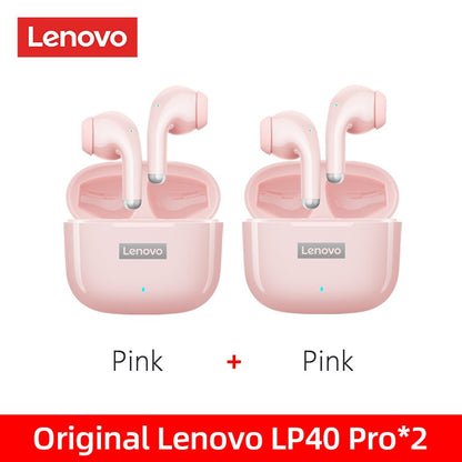 Fone de Ouvido TWS Original Lenovo LP40 Pro 100% Sem Fio Bluetooth 5.1 Esportivo com Redução de Ruído Controle de Toque 250mAh Novo 2022