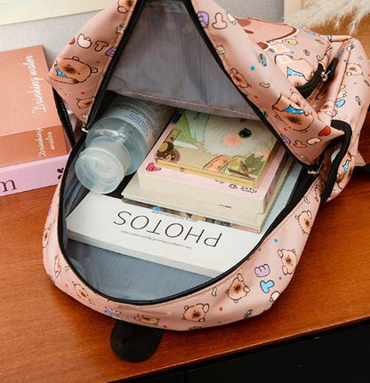 Capibara Print Backpacks Large Capacity Back To School Unisex Fashionable Cute Children's Bags For Kids Gift