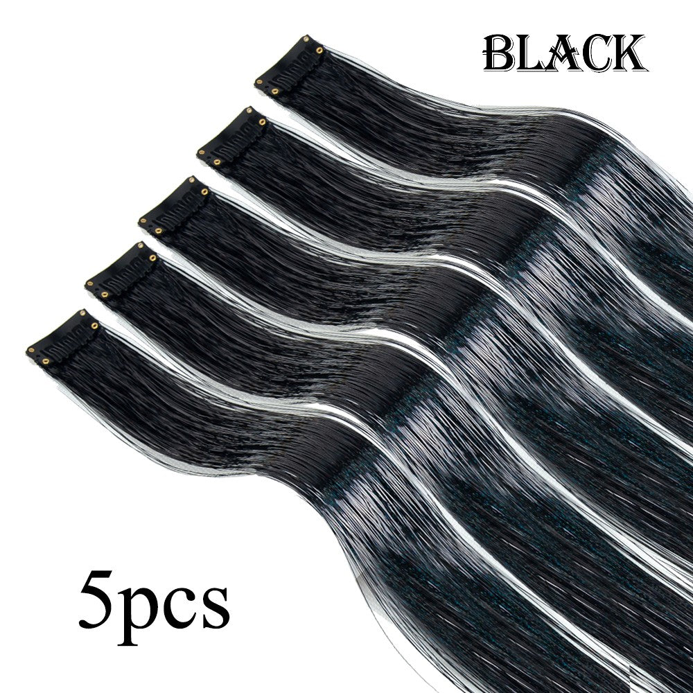 5 Unidades/Pacote Extensões de Cabelo Cintilantes Presilhas Arco-Íris Brilhantes Mechas de Cabelo Resistentes ao Calor Extensões de Cabelo Cintilantes para Tranças