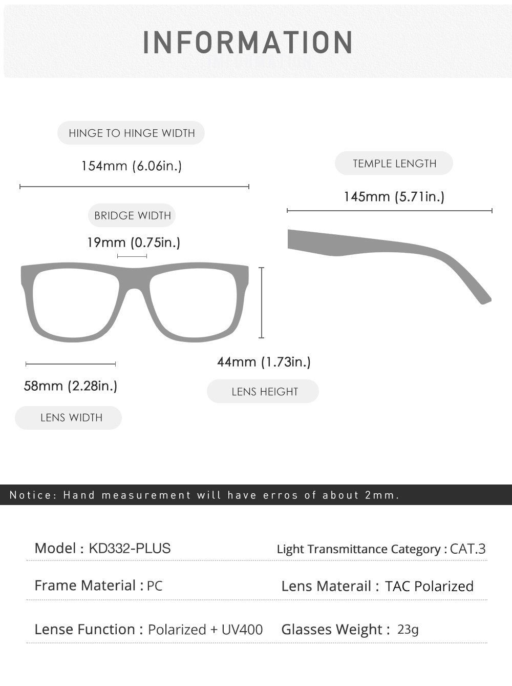 KDEAM PLUS Size Fishing Sunglasses Men 64mm Width Larger Size Polarized Sunglasses For Driving Night Vision Goggles