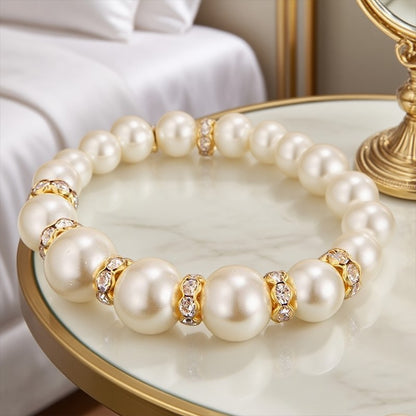 Conjunto 3 em 1 Elegante Colar, Brincos e Pulseira de Pérolas Simuladas Colar Longo Joias de Casamento para Noivas Presente