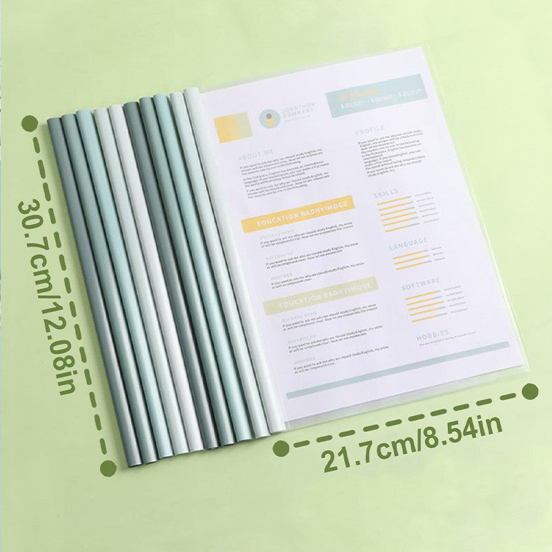 10pcs Transparent File Document Thicken Draw Rod A4 Folder Test Paper Storage Bag Clip Office Folder Organizer Office Supplies