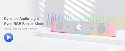 Soundbar de Mesa Redragon GS560 RGB, Alto-falante de Computador de 2.0 Canais com Áudio RGB Dinâmico