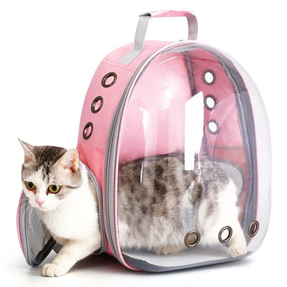 Mochila Transparente Cápsula Espacial para Transporte de Gatos e Pequenos Animais de Estimação, Filhotes, Gatinhos, Pássaros, Respirável para Viagem