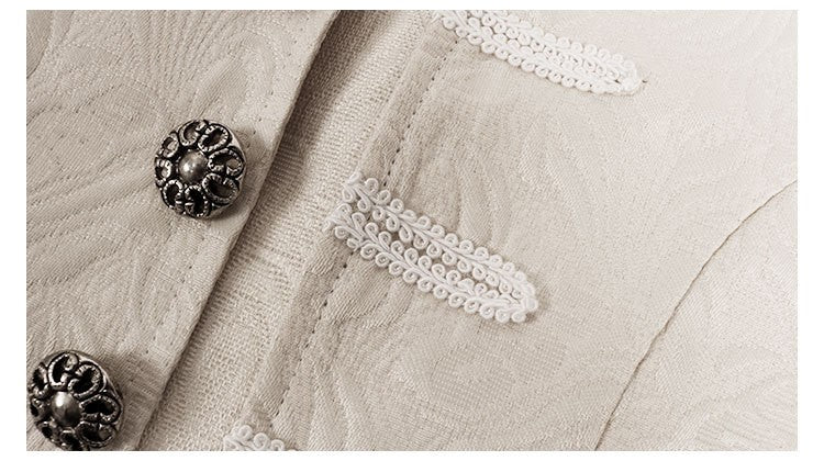 Medieval Jacket Costume Boys Prince Jacquard Stand Collar Larp Vicking Victorian Renaissance Stage Performace Jacket Coat