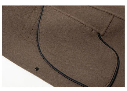 Men's 100% Wool Blend Overcoat - British-Inspired Mid-Length Trench Coat for All-Weather Smart Casual Wear