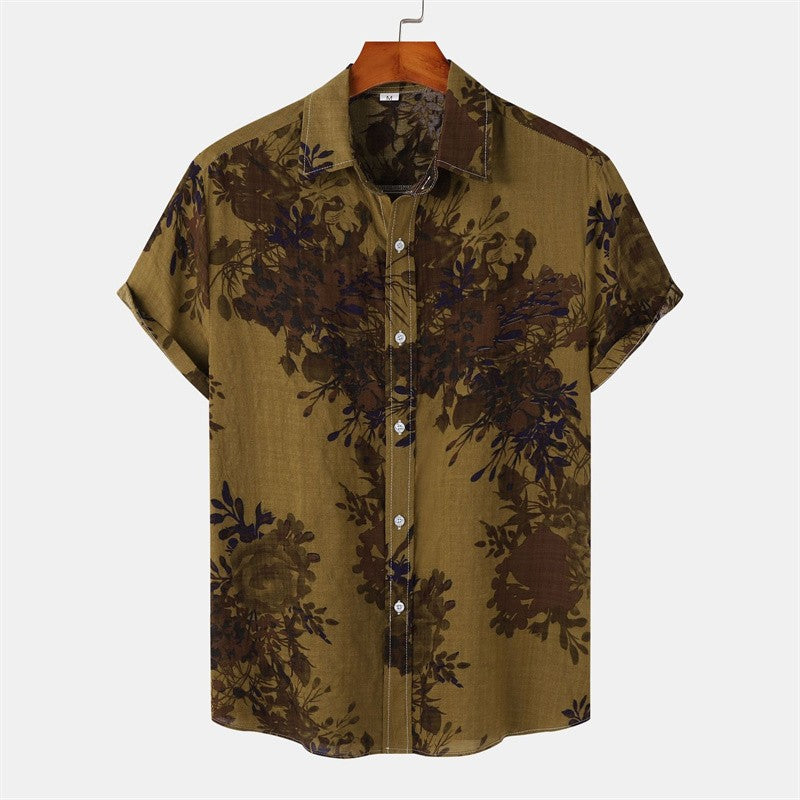Retro Geometric Texture 3d Print Hawaiian Shirt Men Summer Short Sleeves Tops Beach Harajuku Street Lapel Blouse Male Clothes