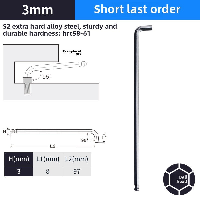 DAREX Metric Ball End Short Tail Hex Key Set 7/9 Piece Short Arm Extended High - Quality Hex Wrenches for Various Tasks