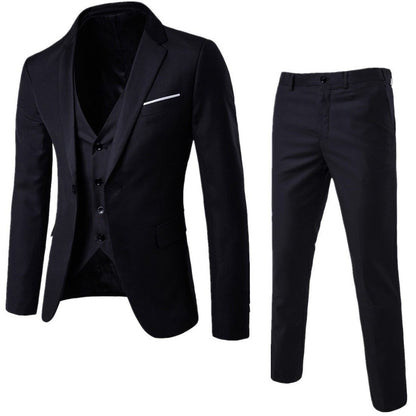 Groom Wedding Suit Set - Men's Formal Tuxedo with Premium Black Three-Piece