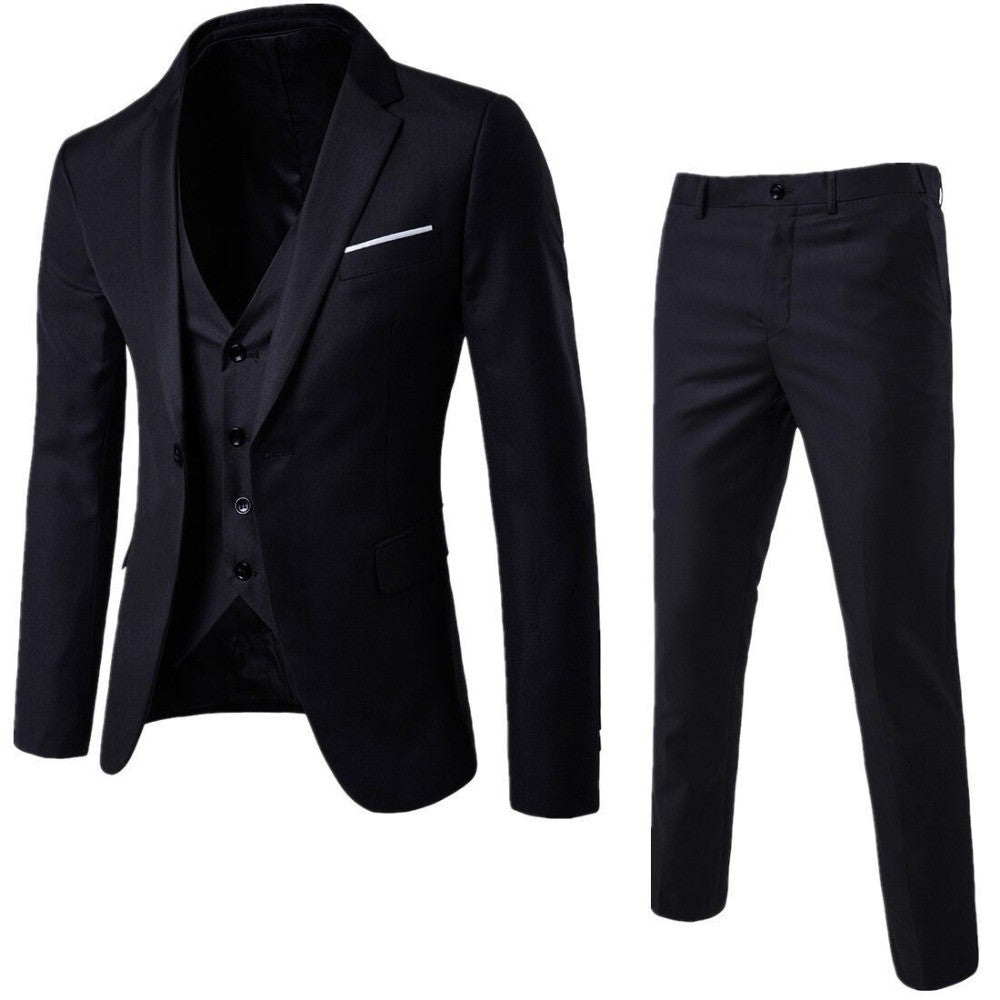 Groom Wedding Suit Set - Men's Formal Tuxedo with Premium Black Three-Piece