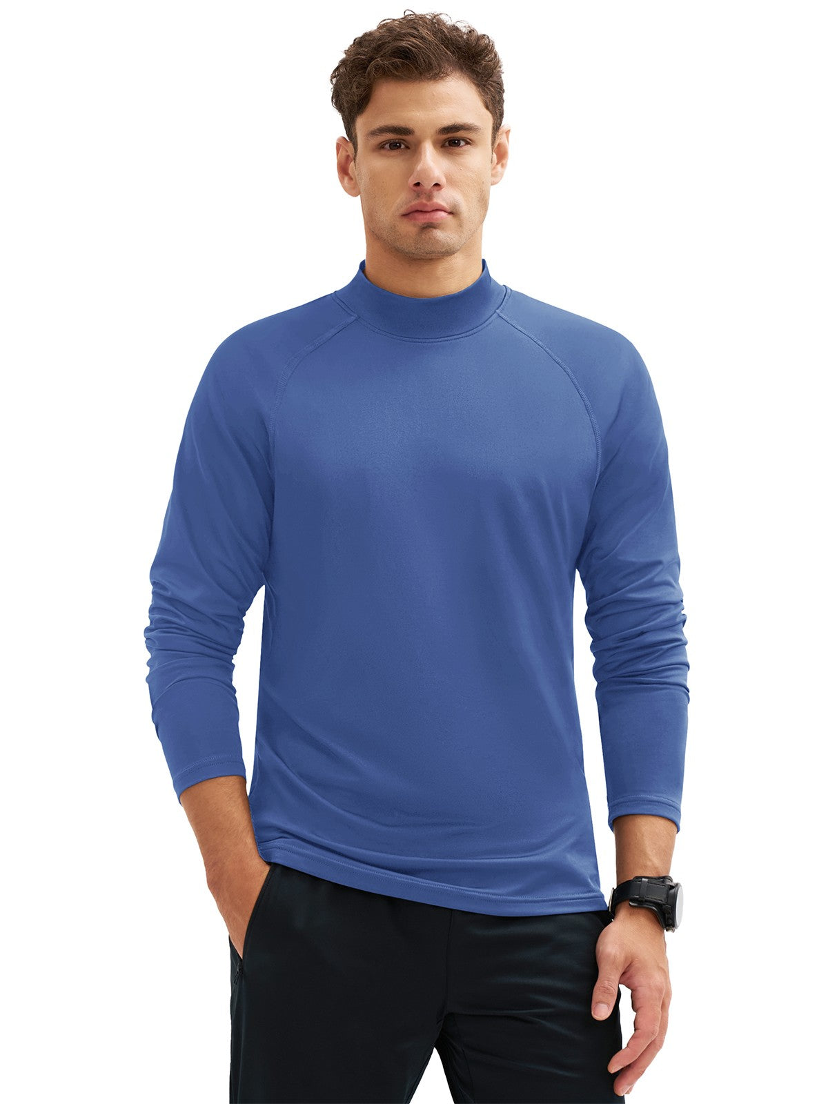TACVASEN Mock Neck Thermal T-shirts Mens Micro-fleece Lined Long Sleeves Spring Athletic Workout Base Layer Pullover Tops Male