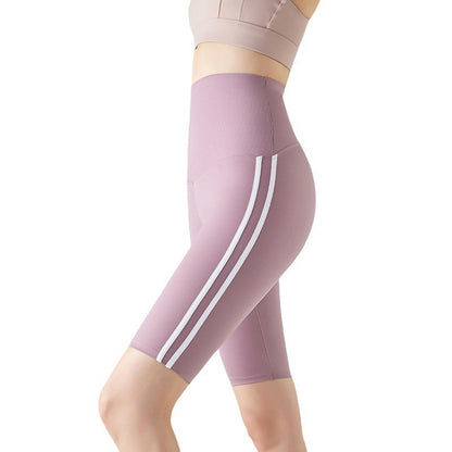 Five-point Summer Versatile Pants Side Stripe Sports Shark Pants Women's Outerwear Long Pants High Waist Seamless Barbi