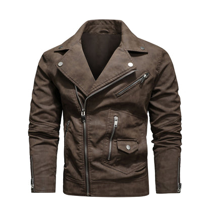 Jacket Men Coat Winter Leather Bomber Genuine Casual Brown Jackets Coats Faux Leather Vintage Black Biker Jacket Men Windproof