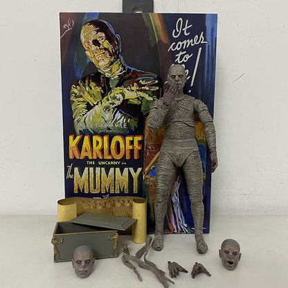 NECA Monsters Figure The Mummy Casket Coffin Pyramid Action Figure Universal Monsters Model Toy Christmas Halloween Gift Doll