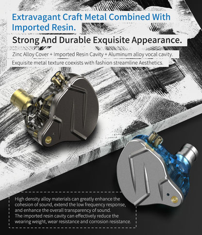 KZ ZSN Pro 1BA+1DD Hybrid technology HIFI Bass Earbuds Metal In Ear Earphones Bluetooth Headphone Sport Noise Cancelling Headset