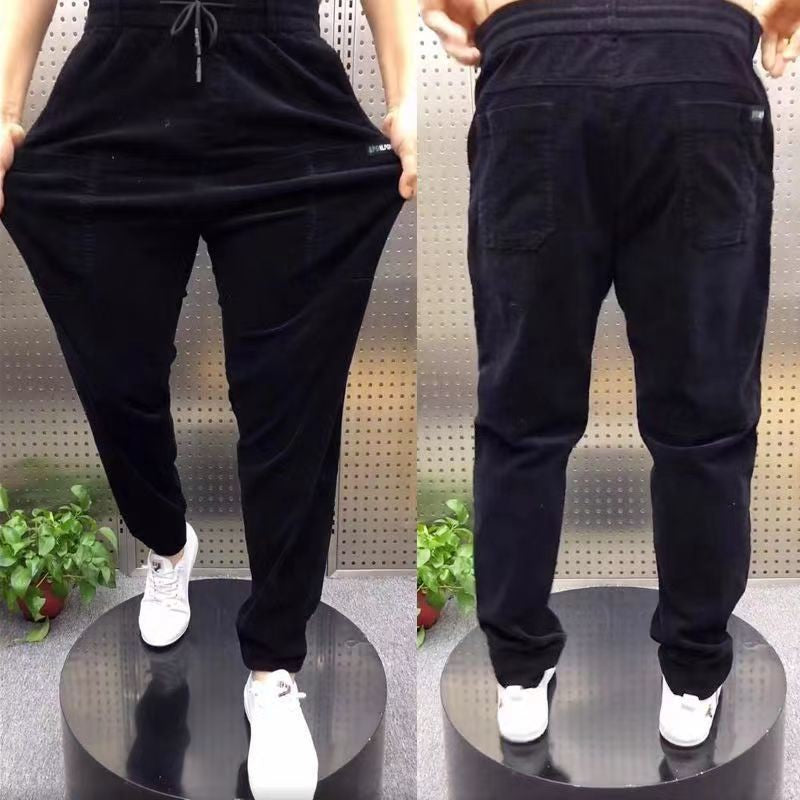 Calças Casuais Masculinas de Veludo Cotelê para Escritório Outono Inverno Negócios Calças Masculinas Algodão Harajuku Moda Poliéster Original Quente Clássico