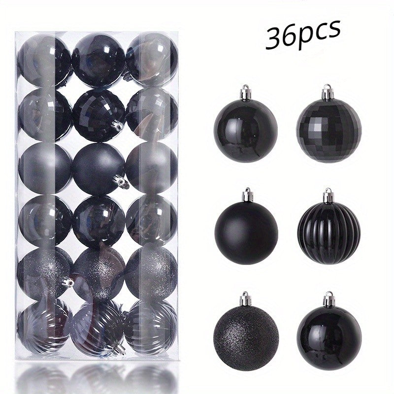 36-pack Shatterproof Mini Plastic Ball Ornaments - Christmas Tree, Halloween, Autumn, Winter Hanging Decoration Balls