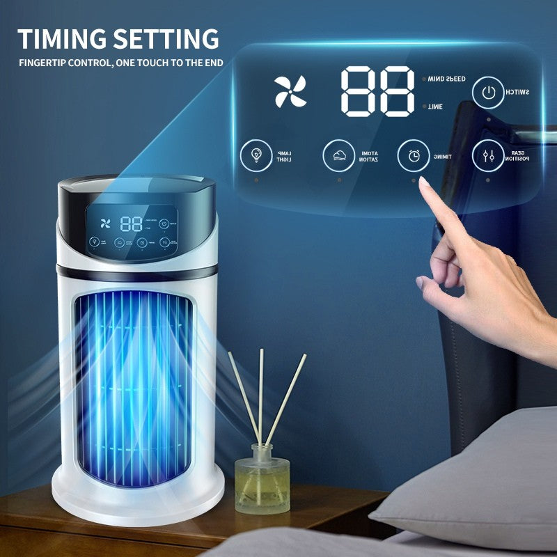 Condicionador de Ventilador Portátil com 6 Velocidades, Cooler de Névoa com Tanque de Água, Ventilador Silencioso para Dormir, Trabalhar e Estudar, Simula Vento Natural