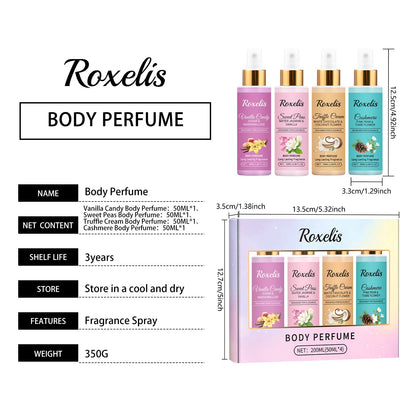 Roxelis 1 Conjunto de Perfume em Spray Corporal de Longa Duração com Fragrância de Frutas Frescas para o Dia a Dia, Encontros, Glamour, Flertes e Perfume Elegante