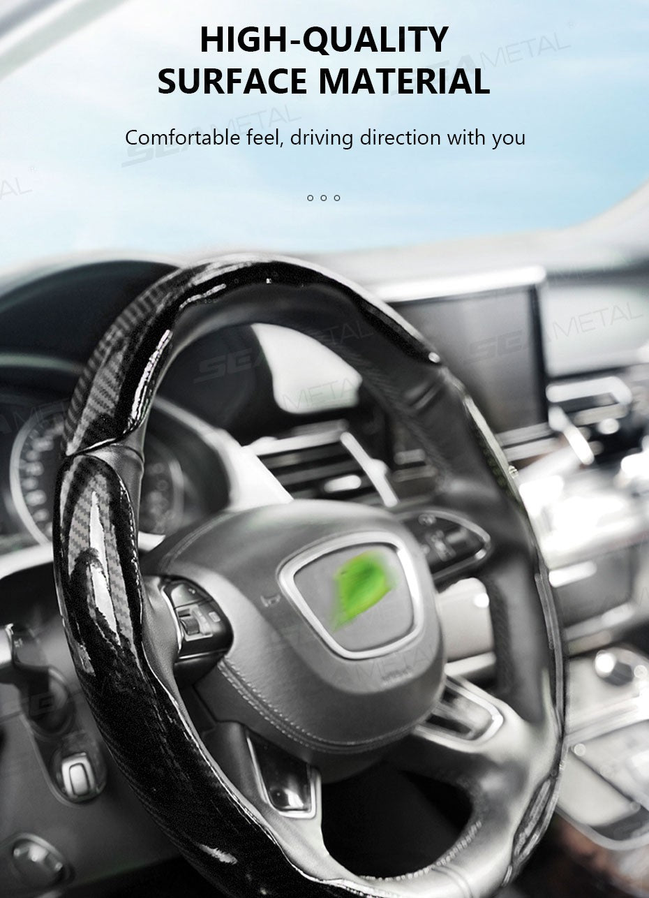SEAMETAL 2/3Pcs Car Steering Wheel Cover Carbon Fiber Anti-Slip Steer Wheel Protector Cover 38cm Universal Car Protection Cover