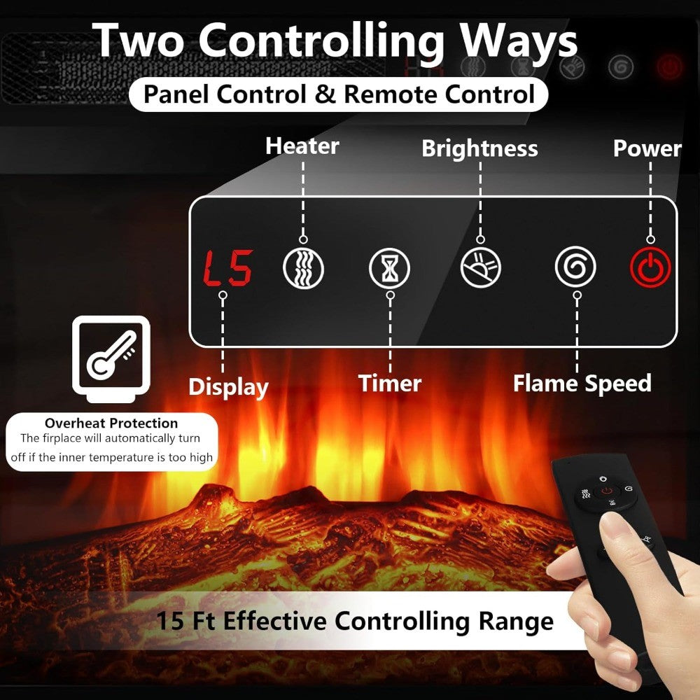 Fireplace TV Stand with 18 Fireplace, Modern Entertainment Center for TVs up to 68 inch, Media TV Console for Living Room