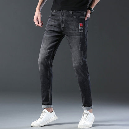 2024 Men's Fashion and Casual New Four Seasons Lightweight Long Pants Men's denim pants Straight leg pants Elastic jeans