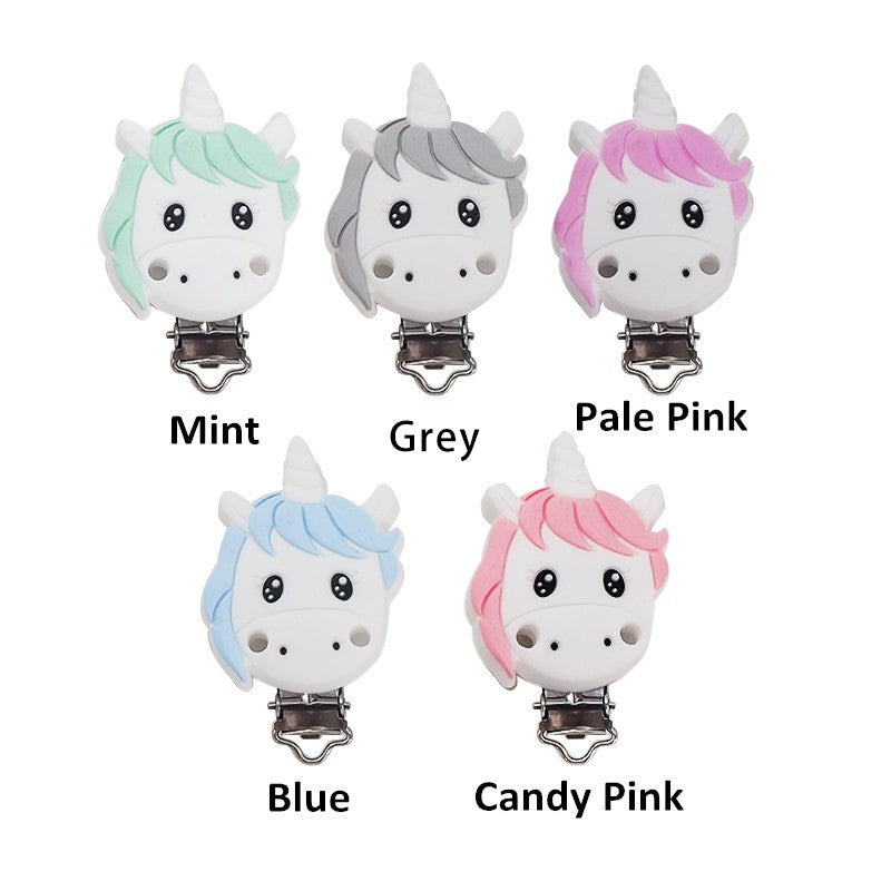 Chenkai 10PCS Round Bear Star Silicone Teether Clip DIY Baby Pacifier Dummy Chain Holder Soother Nursing Jewelry Toy Clips