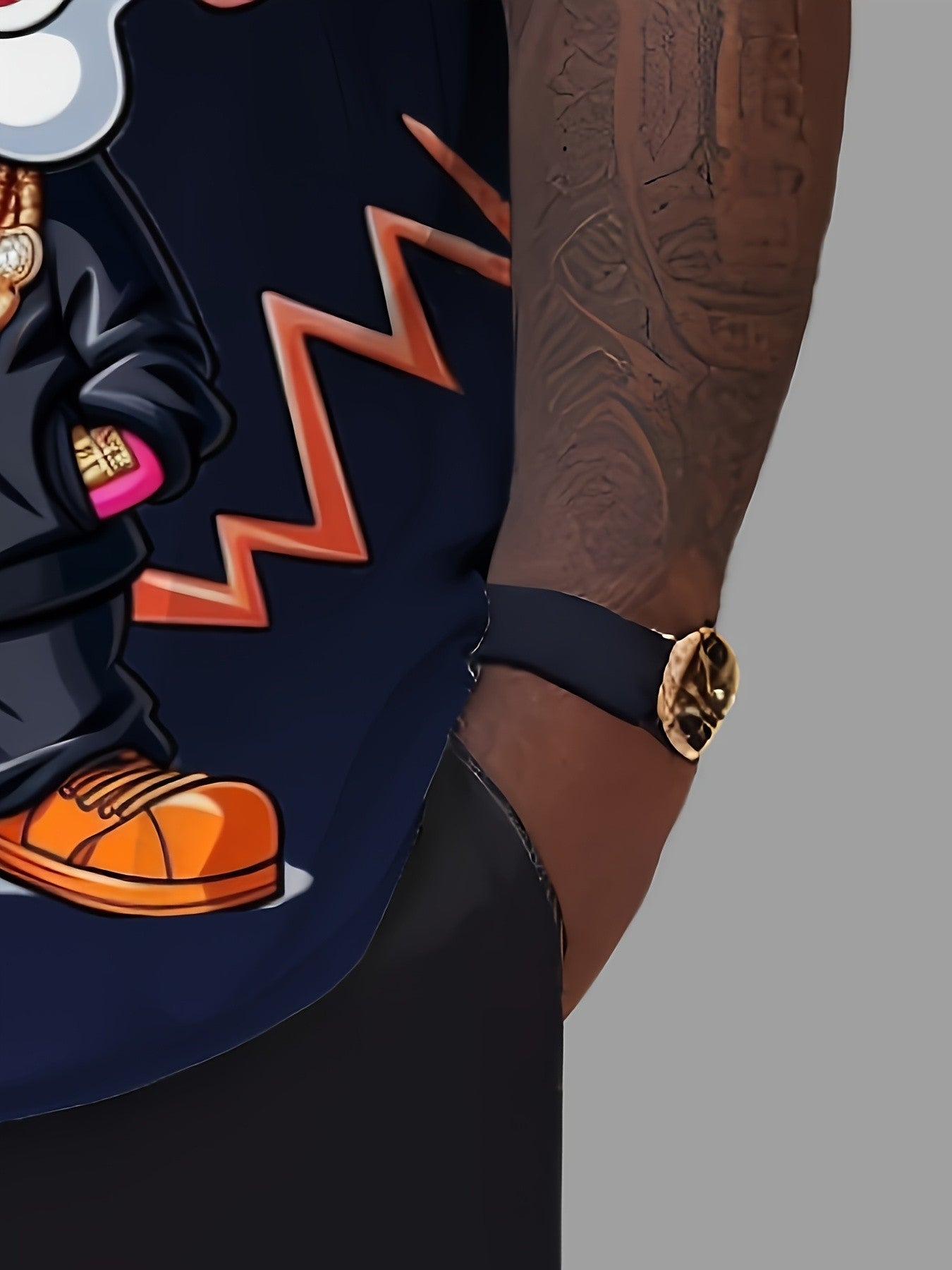 Men's Hip-Hop Cartoon T-Shirt - Casual,Crew Neck,Short Sleeve,100% Polyester,Regular Fit,Summer Streetwear for Running & Daily