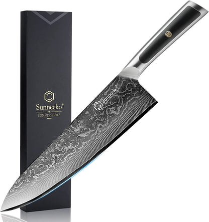 Facas Damasco Sunnecko 1-6Pcs/Set Faca de Cozinha Ultra Afiada com Núcleo VG10 Fio de Corte Utilitário Cutelo do Chef Santoku Fatiar Descascar