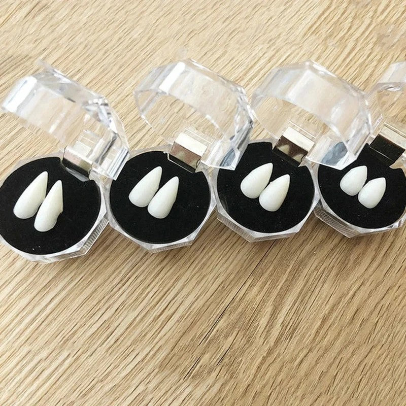 1-5pcs Vampire Teeth Fangs Dentures Props Halloween Costume Props False Teeth Solid Glue Denture Adhesive Halloween Party Decor