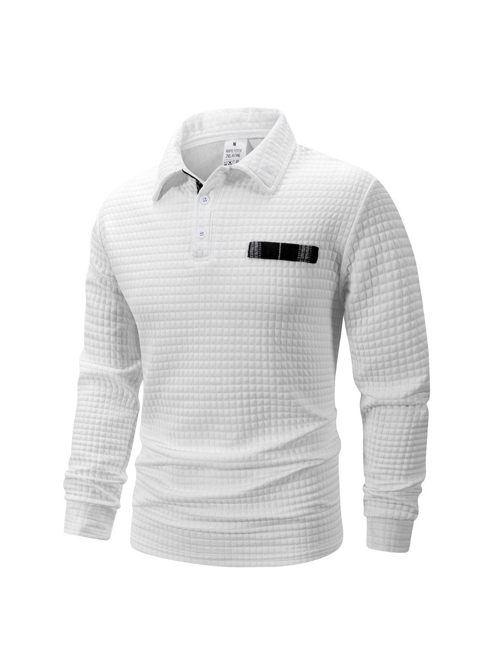 Autumn Knitted Jacquard Grid Polo Pullover Men Solid Color Casual Long Sleeved Sweatshirts Male Daily Warm Turtleneck Streetwear