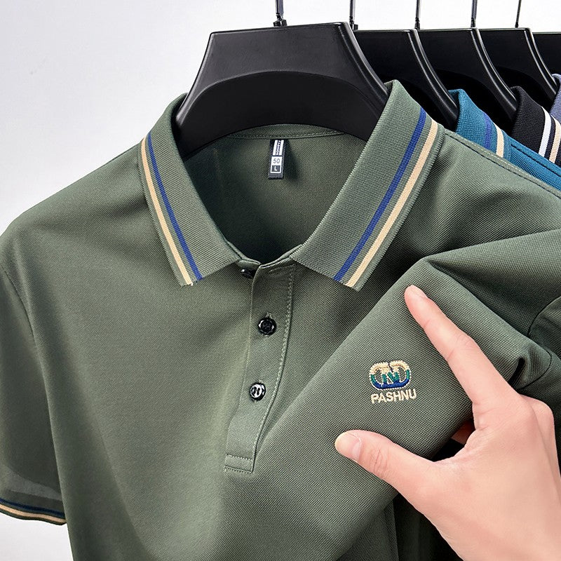 High End Quality Men's Polo Shirt Striped Collar Letter Print Short Sleeve Shirt Summer Lapel T-Shirt Business Trend Menswear