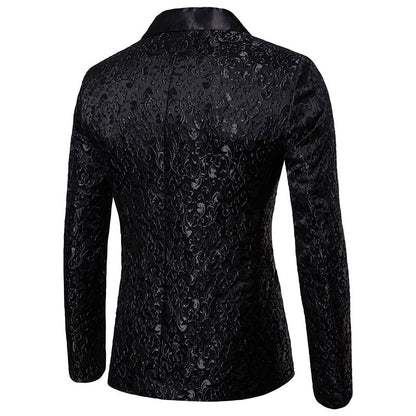 Men's Floral Party Dress Suit Stylish Dinner Jacket Bartender Wedding Blazer Holiday Gifts Prom Tuxedo Men's Coat Jacket