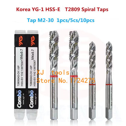 YG-1 T2809 Macho Espiral Combo HSS-EX M3 M4 M5 M6 M8 M10 M12 M16 M18 M20 M27 M30 Processamento para Ferro Fundido Aço Inox AL Etc.