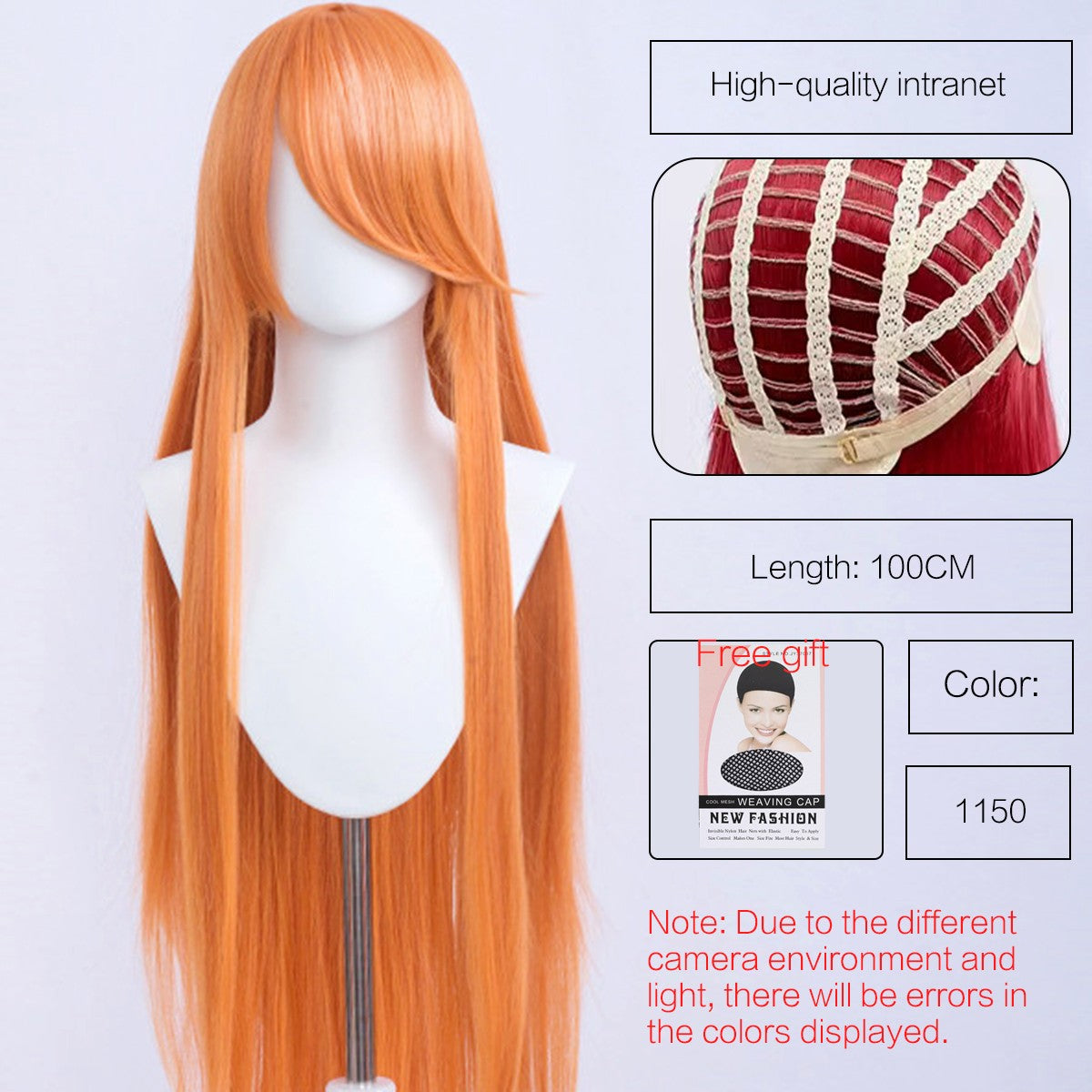 Synthetic Cute Cosplay Wig 40-inch Oblique Bangs Anime Costume Long Straight Lolita Wig Party Wig
