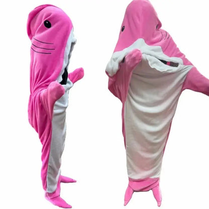 Shark Sleeping Bag Shawl Hooded Flannel Blanket Homewear Clothes Cartoon Pajamas Office Nap Animal Jumpsuit  For Children Adult