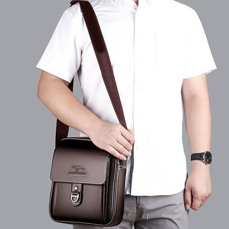 Men's Multi-Color Leather Crossbody Bag, Versatile Casual, Multi-Compartment, Daily Commuting, Stylish & Practical