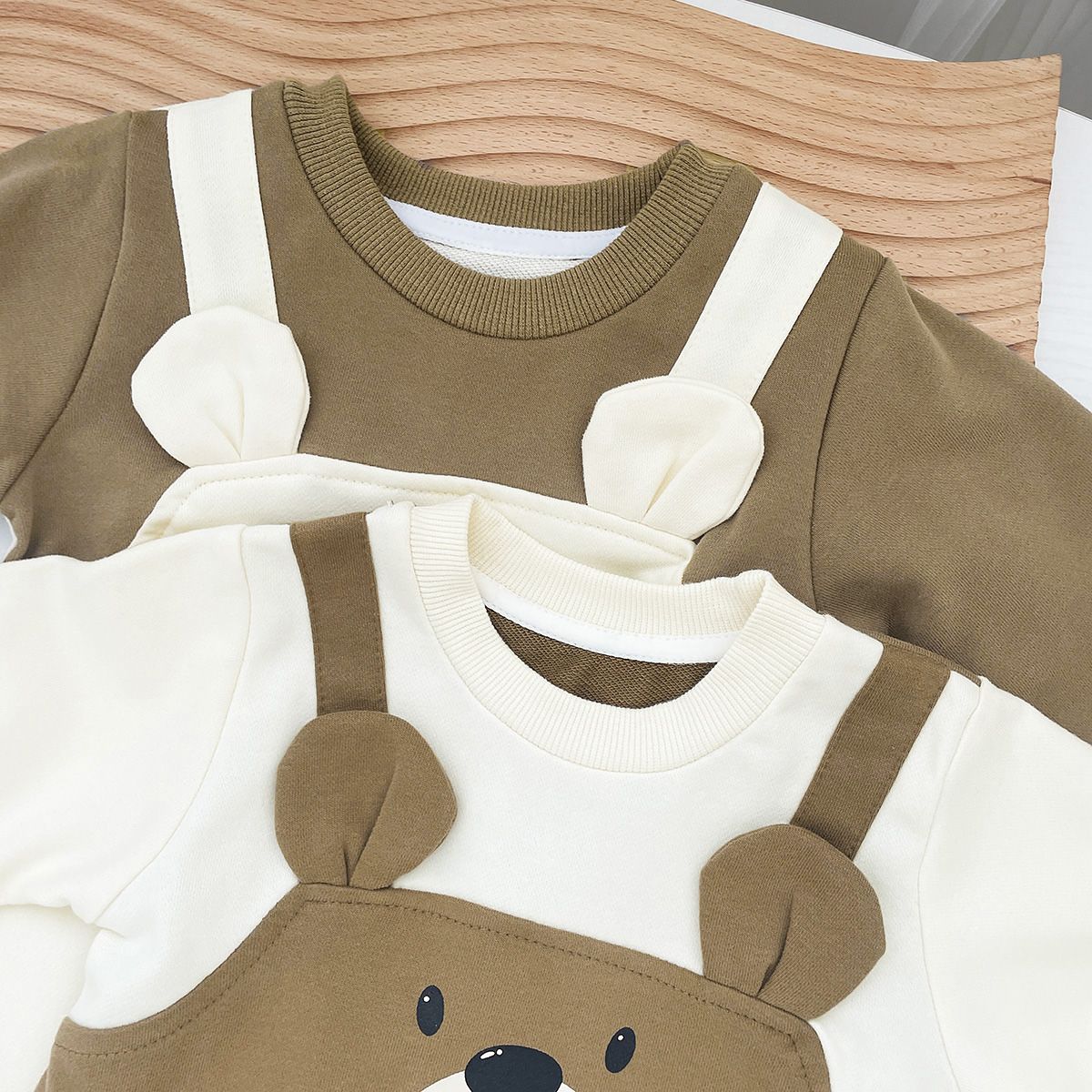 Autumn Baby Bodysuit Little Bear Pattern Dual Color Long Sleeve Warm Jumpsuit Baby Clothes Baby Boys Girls Romper 0-2 Years Old
